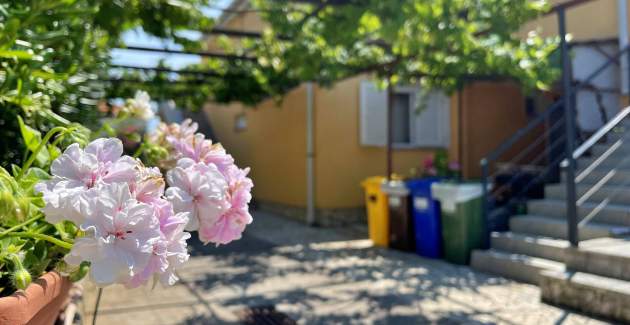 Apartment Mara A4 – Terrasse und Gartenblick
